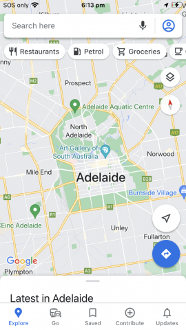 Screenshot of the Google Maps app