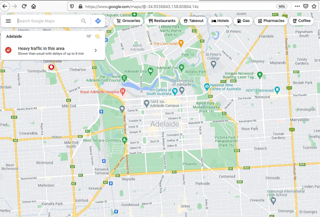 Screenshot of the Google Maps website